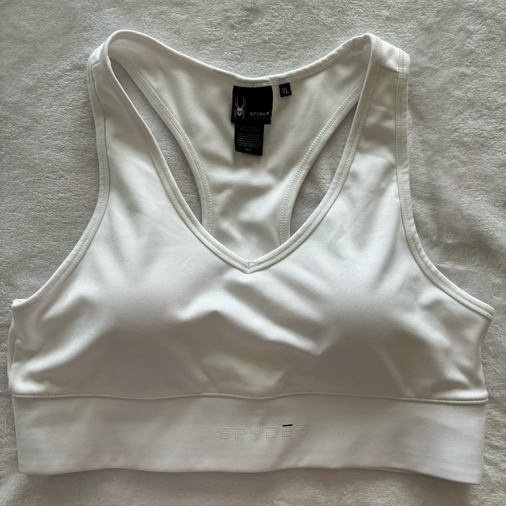 Spyder Active Pullover Racerback White Sports Bra--EUC--XL - Picture 2 of 9